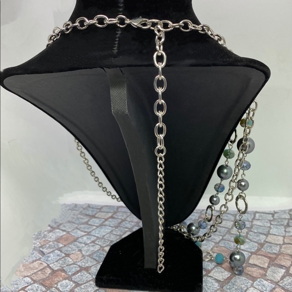 Multi Strand w/Faceted Silver/Blue & Aqua Beading - Picture 6 of 7